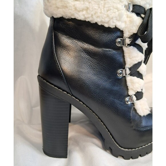 BCBGeneration Women's Palli Hiker Boots Black Sz 7.5M Block Heel Faux Fur - Picture 4 of 11